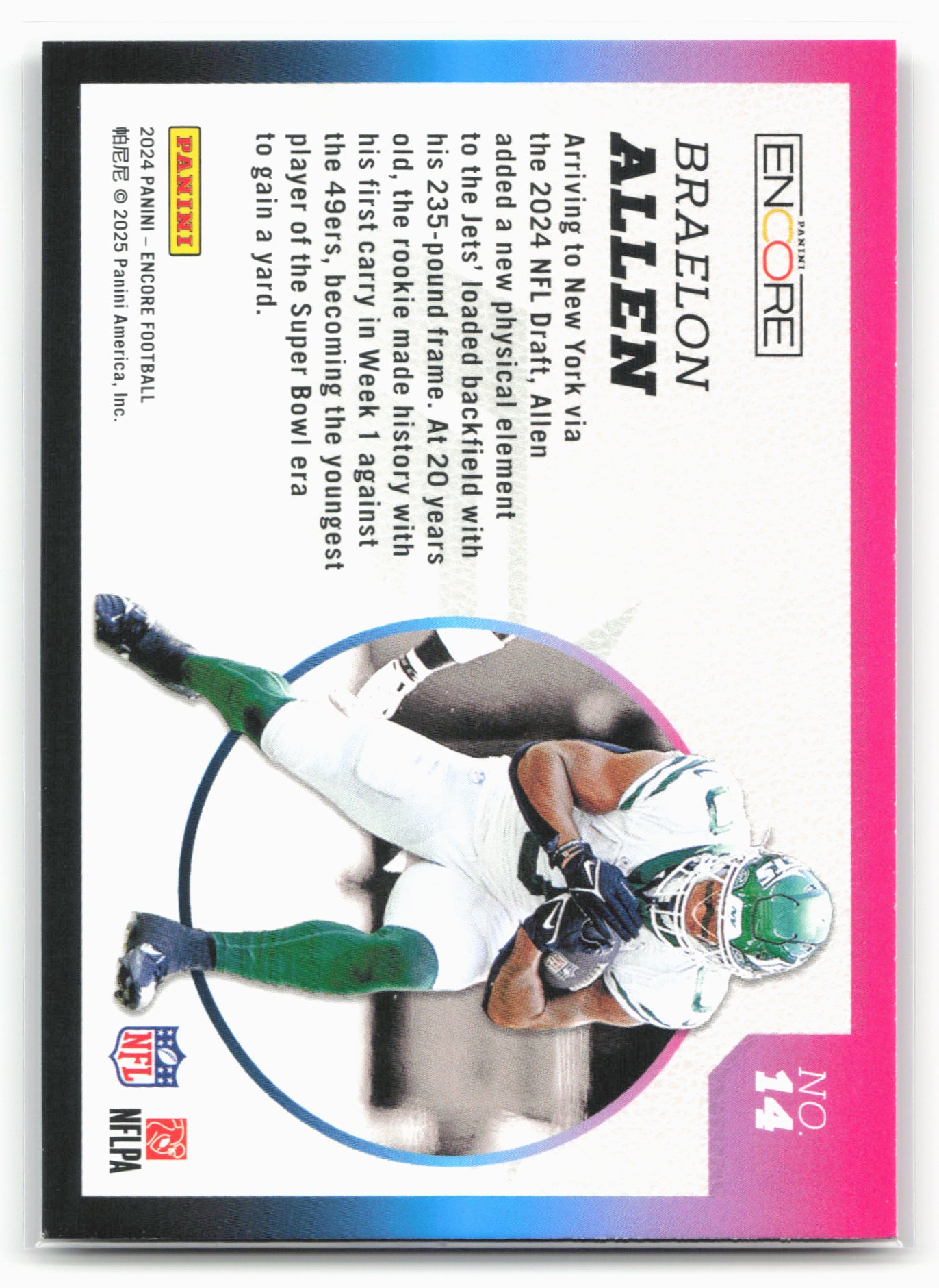 2024 Panini Encore #14 Braelon Allen Rookie Aurora