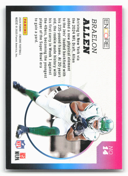 2024 Panini Encore #14 Braelon Allen Rookie Aurora