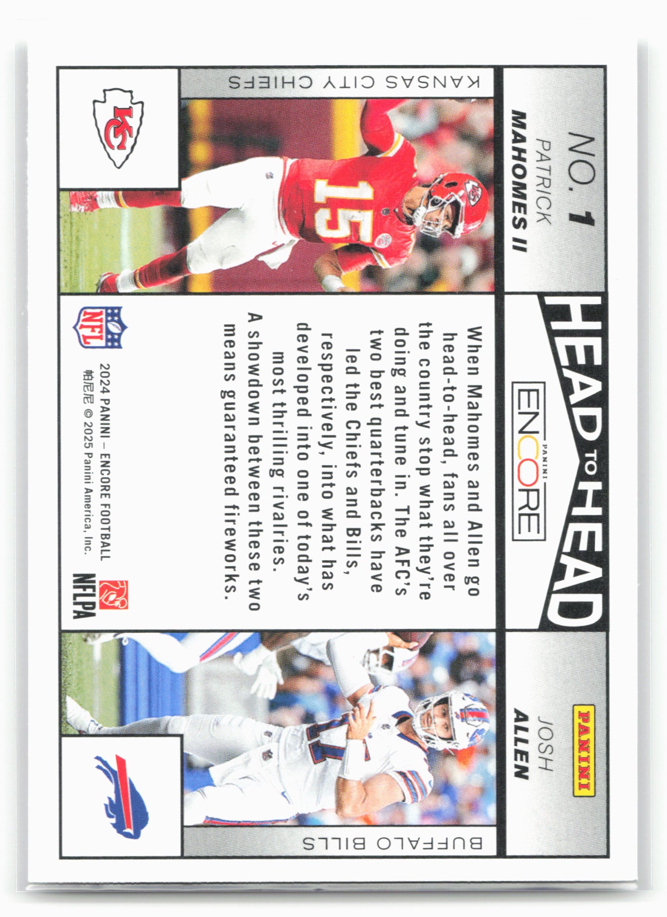 2024 Panini Encore #1 Josh Allen / Patrick Mahomes II