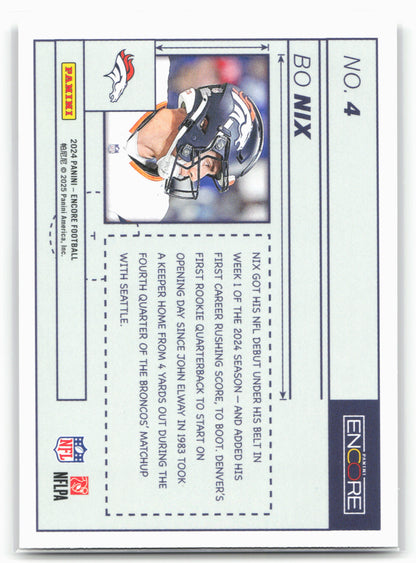 2024 Panini Encore #4 Bo Nix Blue Prints