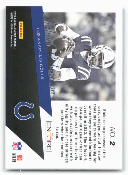 2024 Panini Encore #2 Anthony Richardson The Future is Now