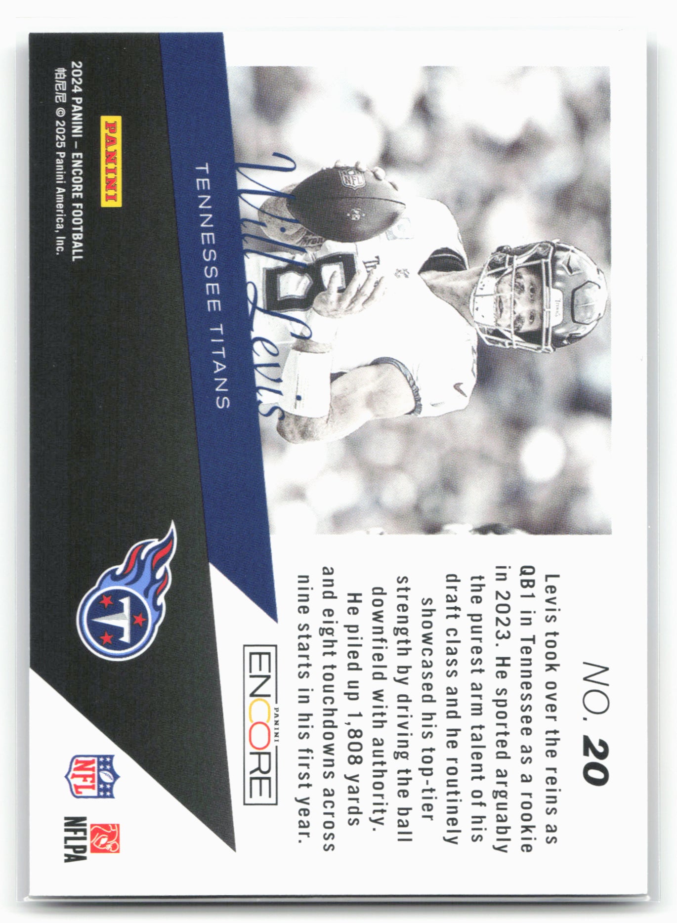 2024 Panini Encore #20 Will Levis The Future is Now