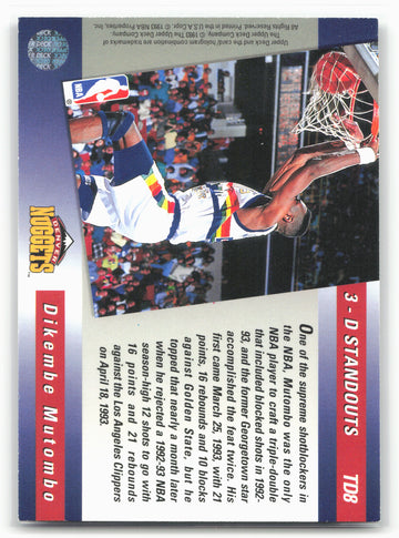 1993-94 Upper Deck #TD8 Dikembe Mutombo Triple Double 3-D Standouts
