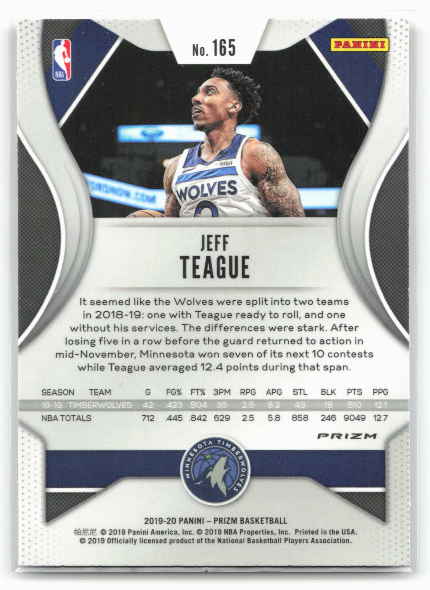 2019-20 Panini Prizm #165 Jeff Teague Prizms Red White and Blue