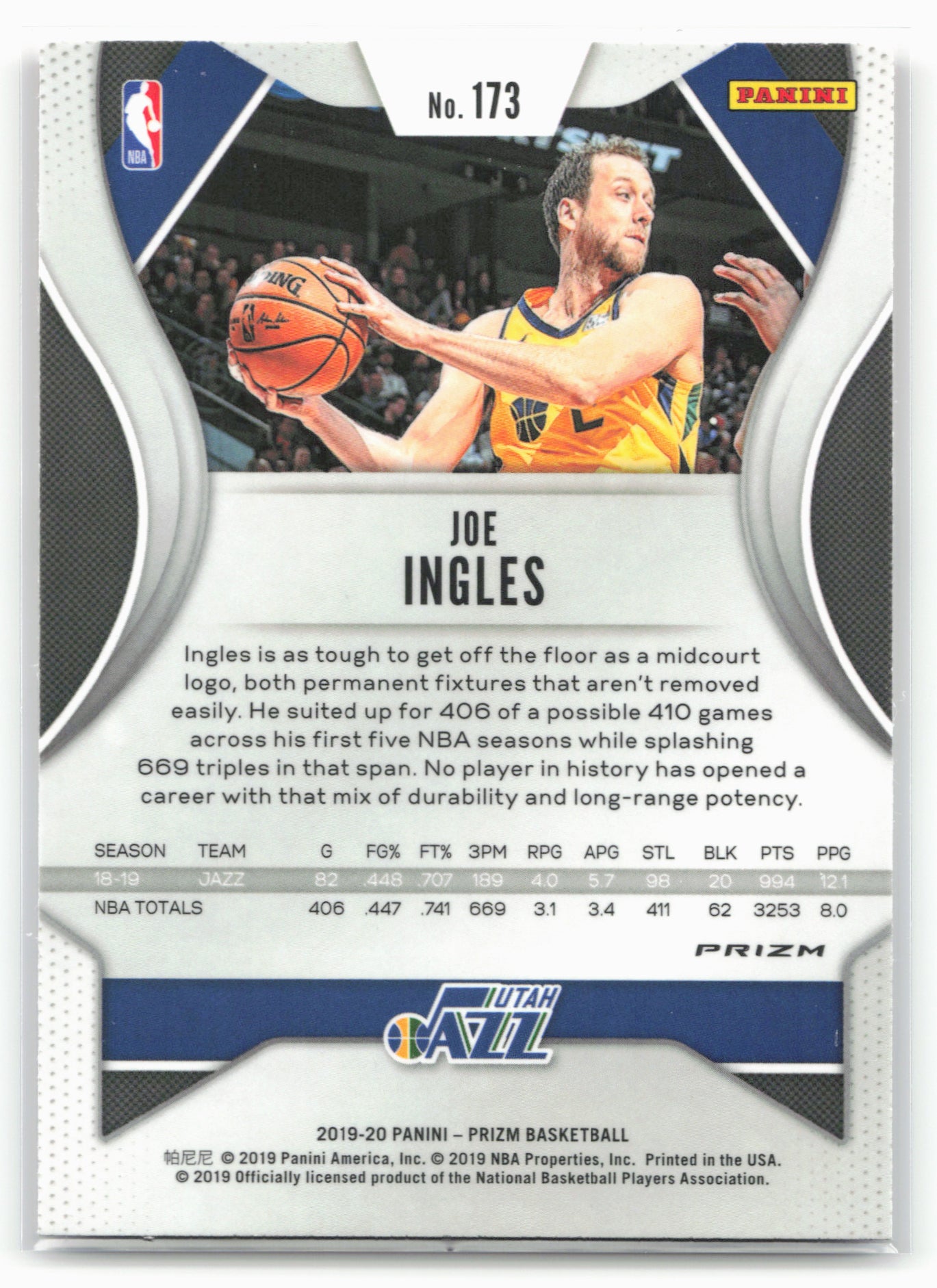 2019-20 Panini Prizm #173 Joe Ingles Prizms Red White and Blue