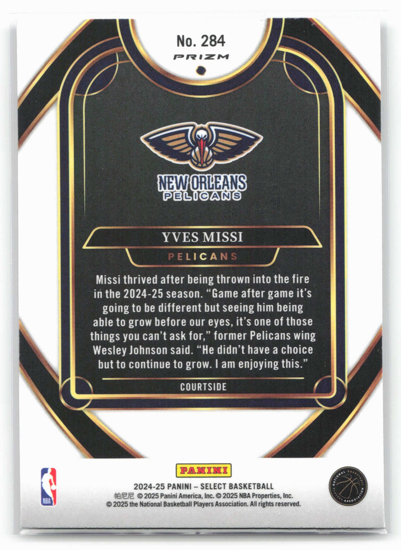 2024-25 Panini Select #284 Yves Missi Blue Prizm