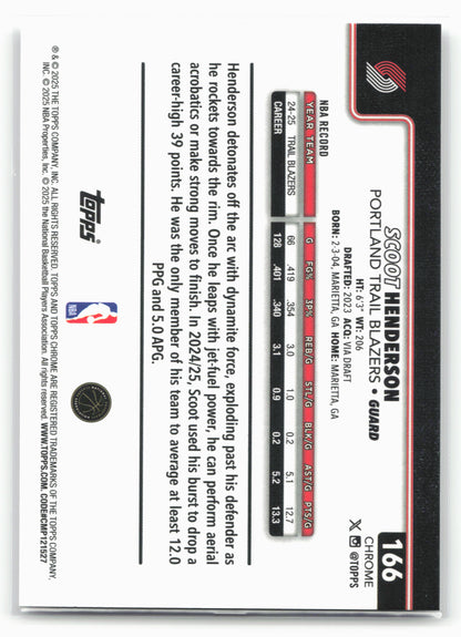 2025-26 Topps Chrome #166 Scoot Henderson 26181