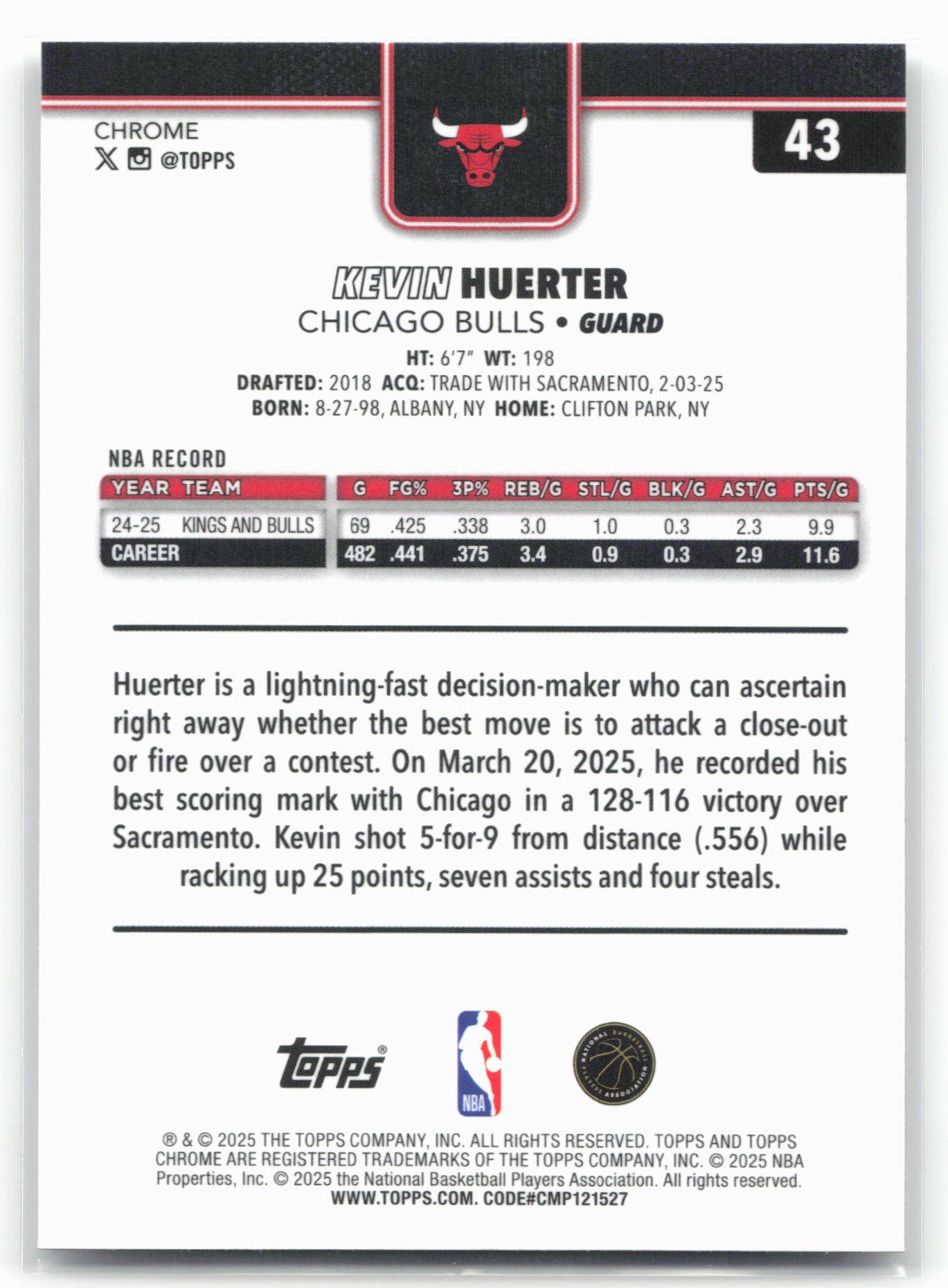 2025-26 Topps Chrome #43 Kevin Huerter 26184