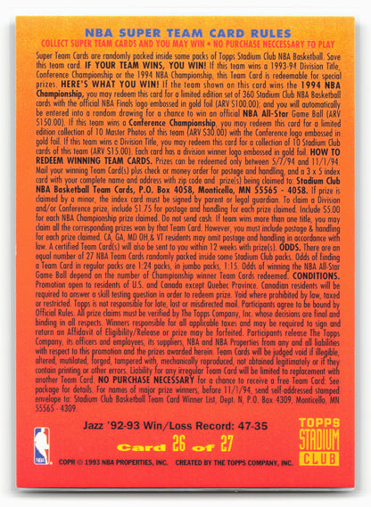 1993-94 Stadium Club #26 Utah Jazz Super Teams