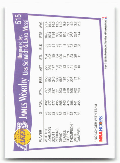 1991-92 Hoops #515 James Worthy