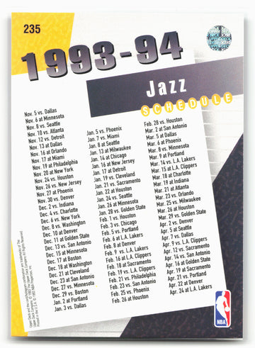 1993-94 Upper Deck #235 Utah Jazz 26206