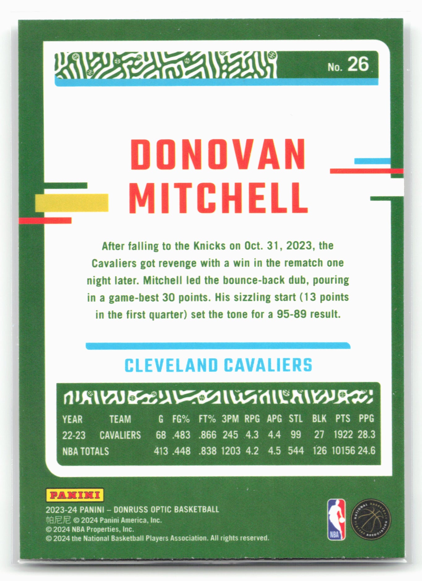 2023-24 Donruss Optic #26 Donovan Mitchell 26209