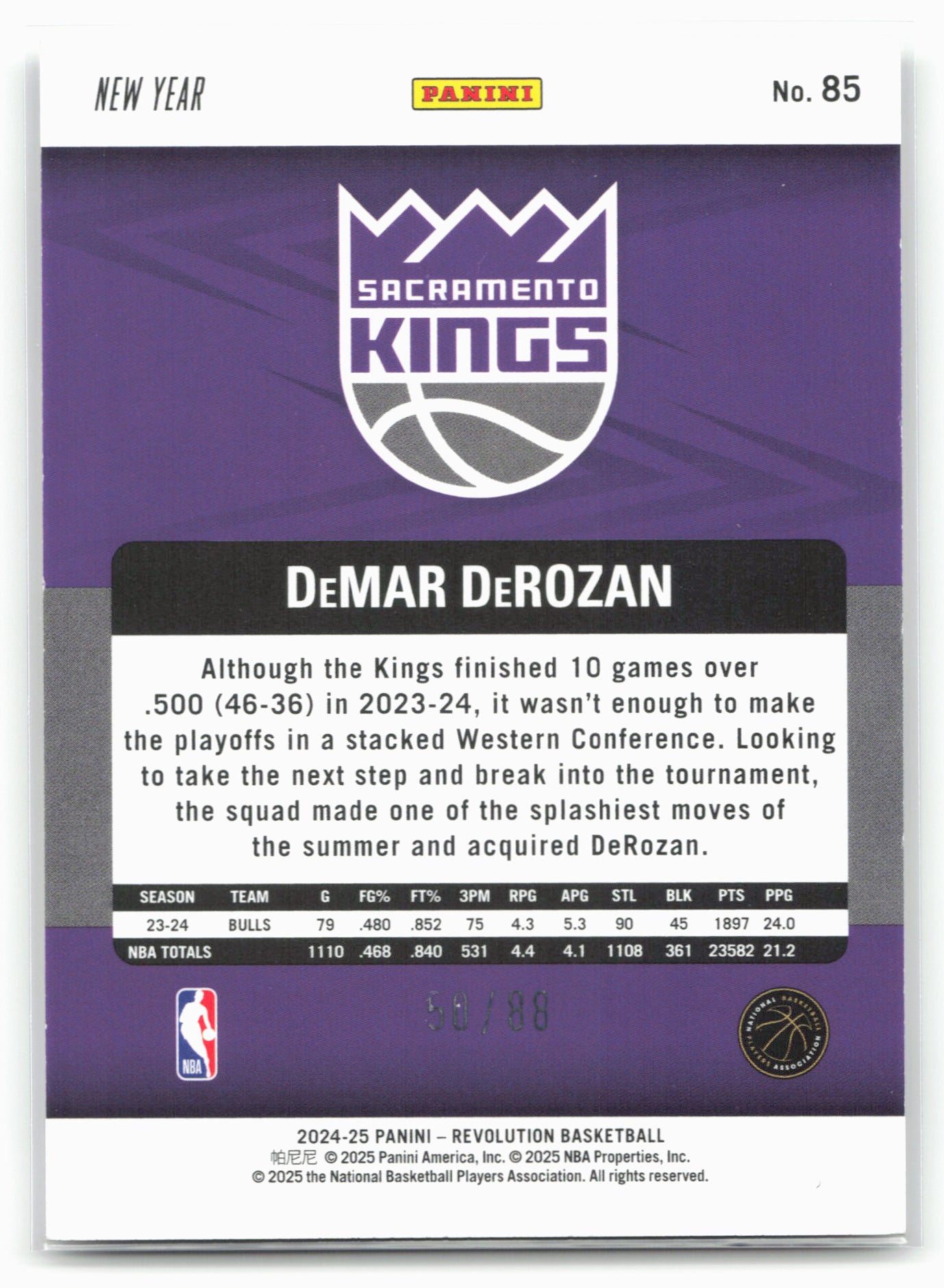 2024-25 Panini Revolution #85 DeMar DeRozan Chinese New Year Emerald #/88