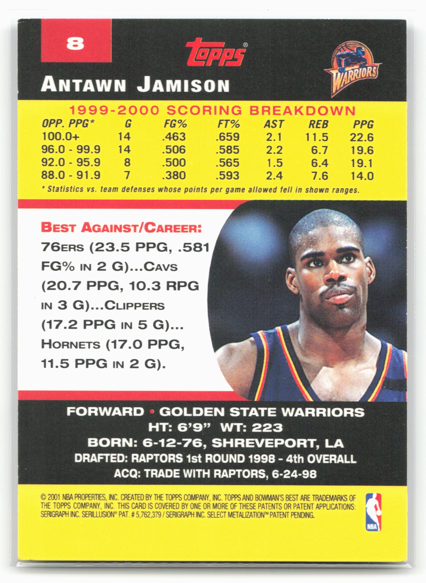 2000-01 Bowman's Best #8 Antawn Jamison