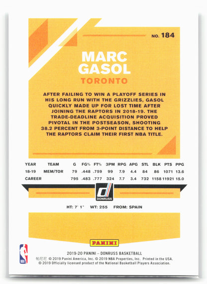 2019-20 Donruss #184 Marc Gasol Press Proof Silver #/349