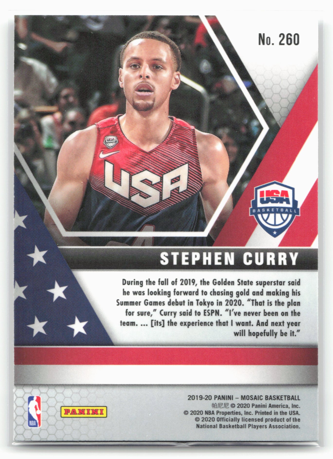 2019-20 Panini Mosaic #260 Stephen Curry