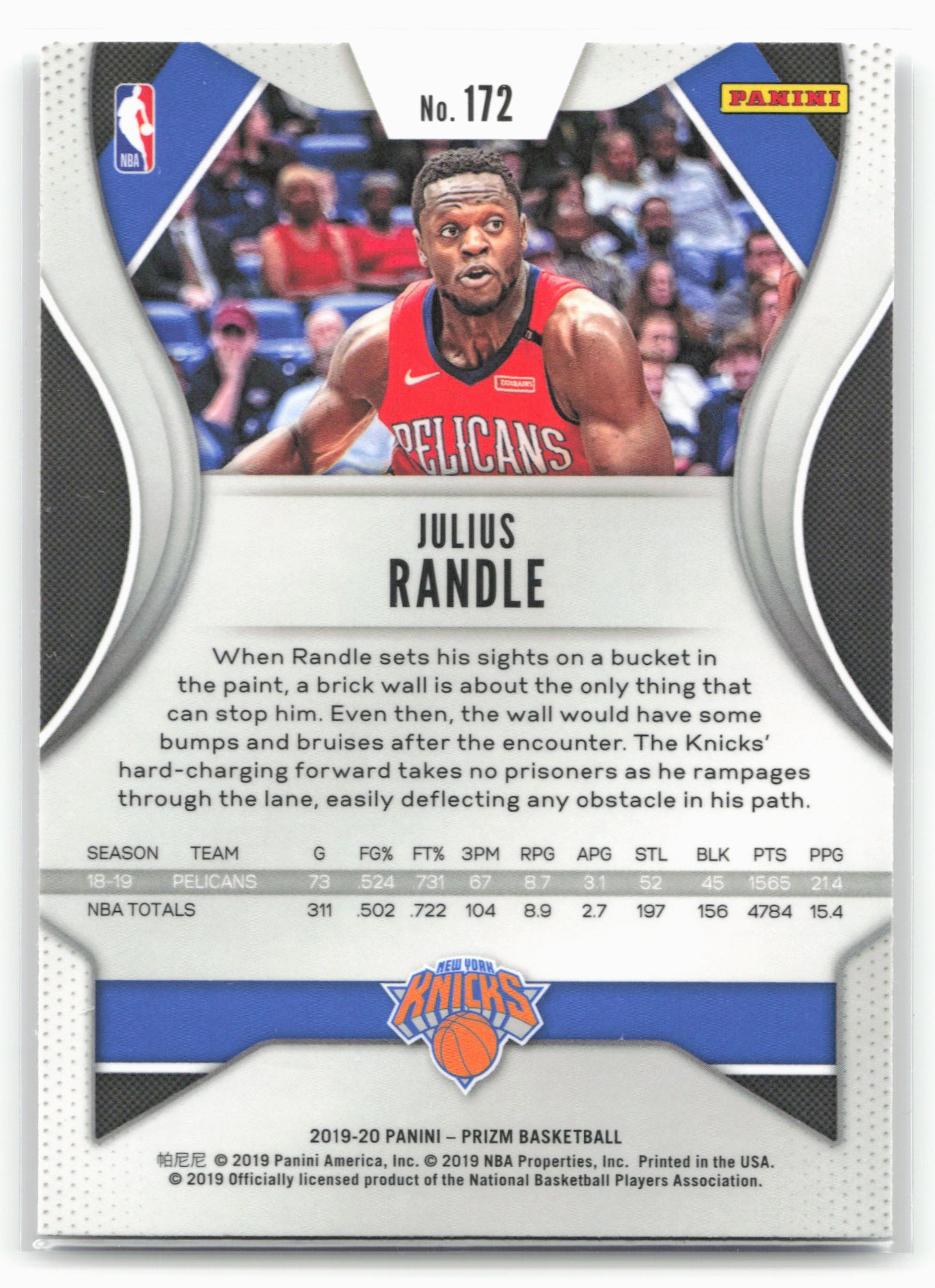2019-20 Panini Prizm #172 Julius Randle