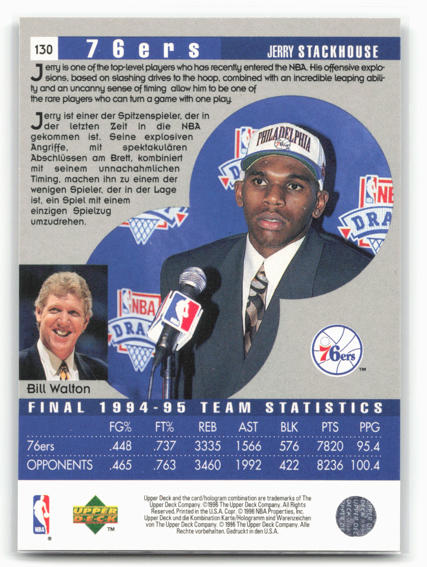 1995-96 Collector's Choice German II #130 Jerry Stackhouse