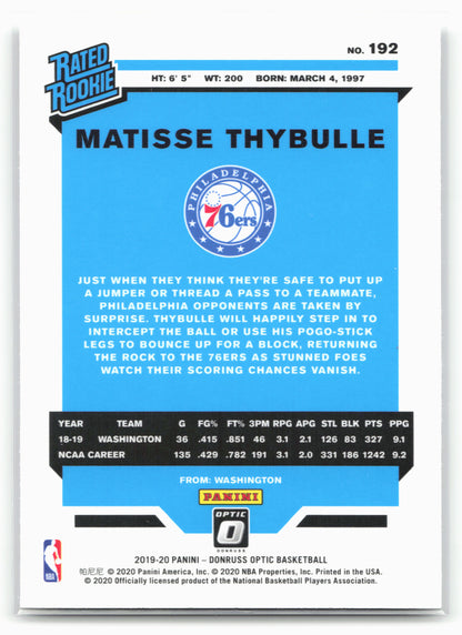 2019-20 Donruss Optic #192 Matisse Thybulle