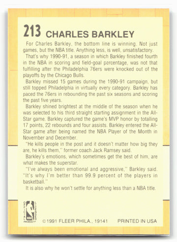 1991-92 Fleer #213 Charles Barkley