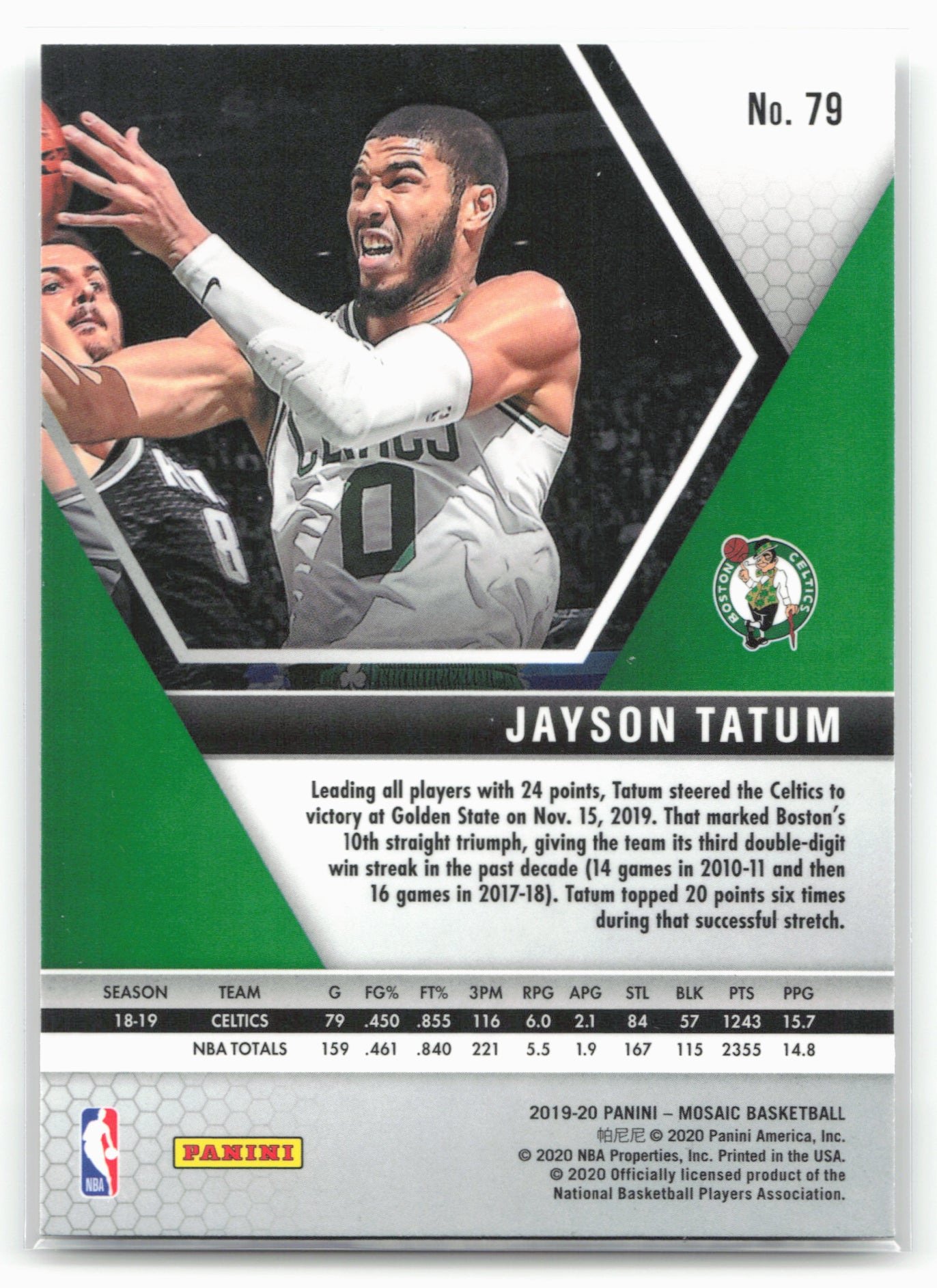 2019-20 Panini Mosaic #79 Jayson Tatum