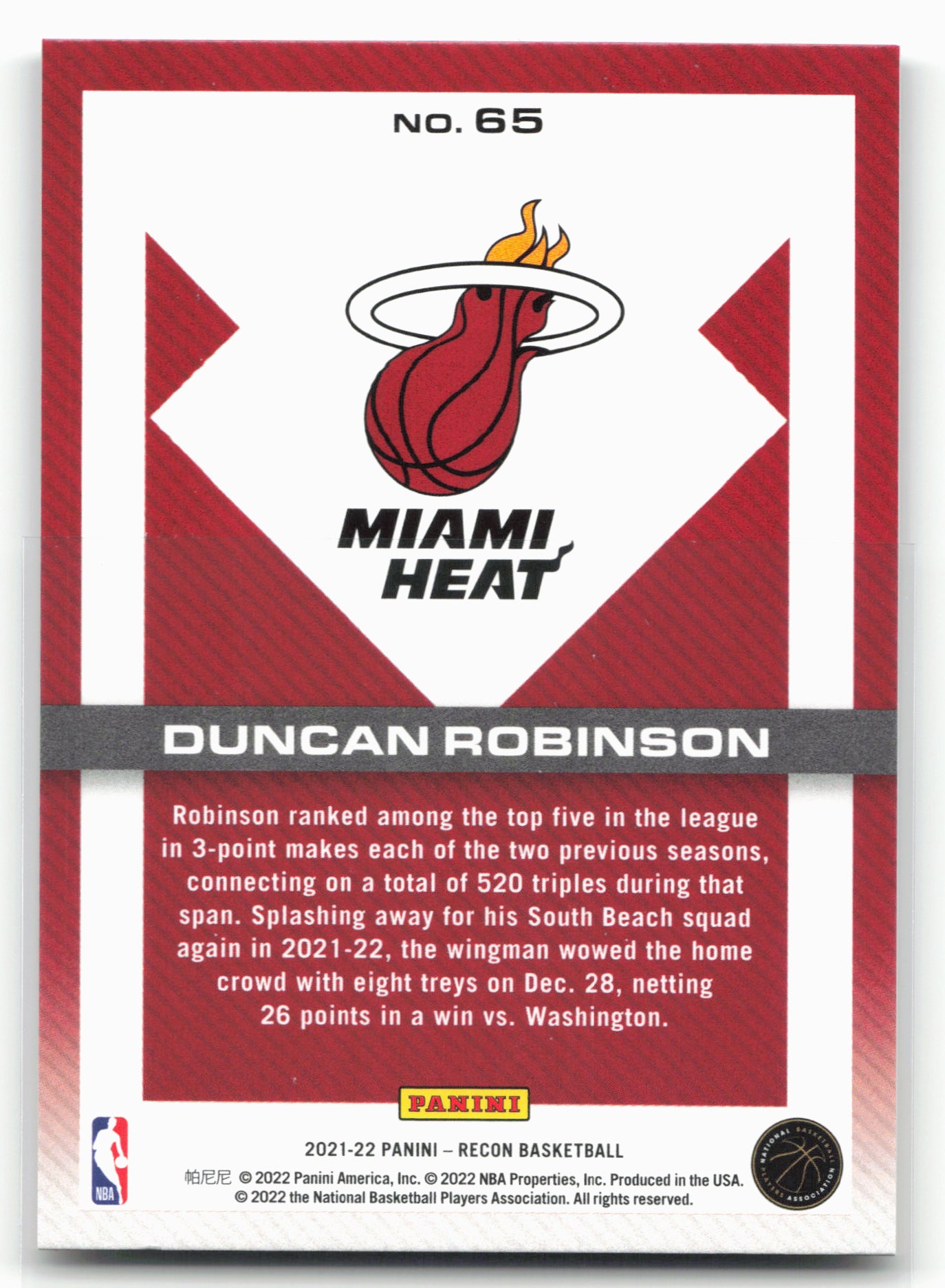 2021-22 Panini Recon #65 Duncan Robinson