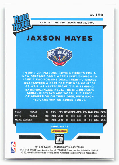 2019-20 Donruss Optic #190 Jaxson Hayes