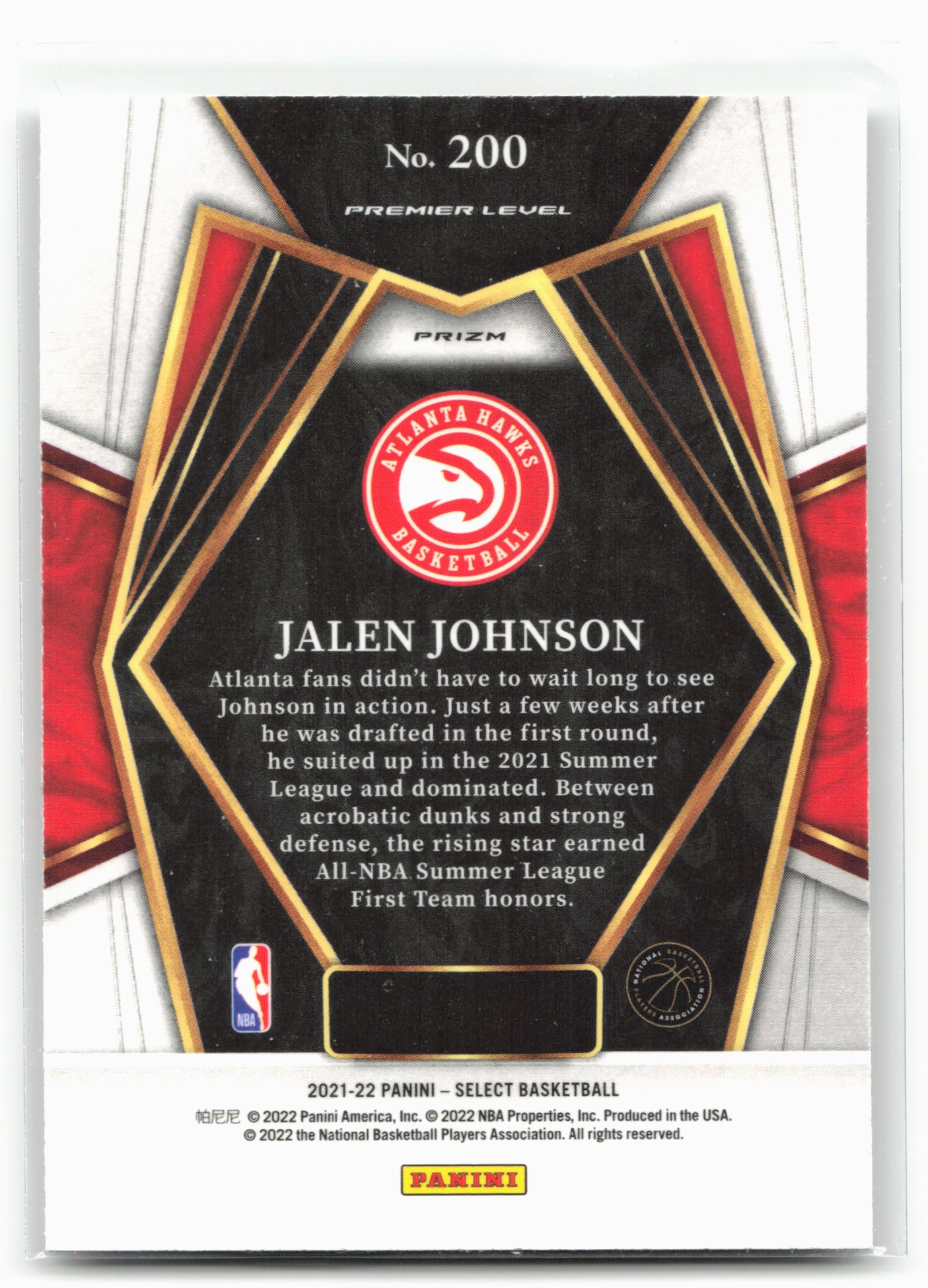 2021-22 Panini Select #200 Jalen Johnson Disco Prizms