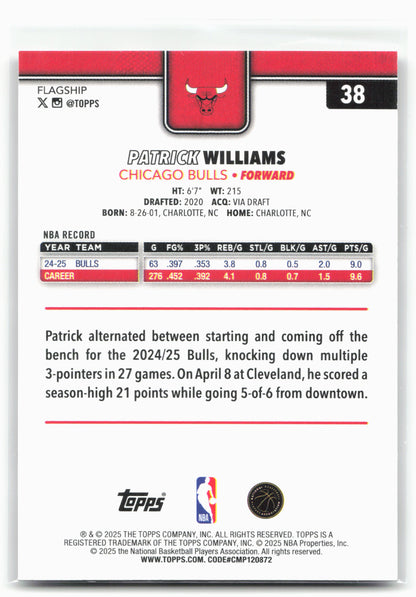 2025-26 Topps #38 Patrick Williams Season Tip Off 26256