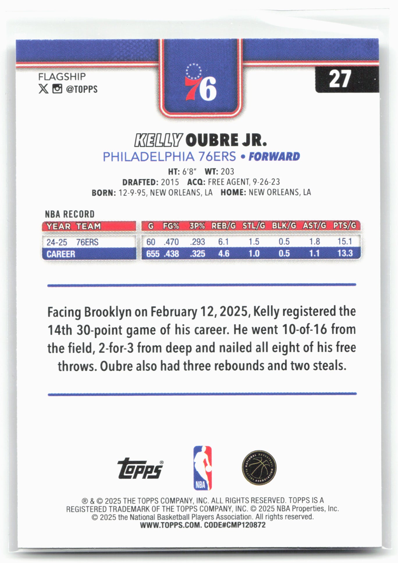 2025-26 Topps #27 Kelly Oubre Jr. Season Tip Off 26262