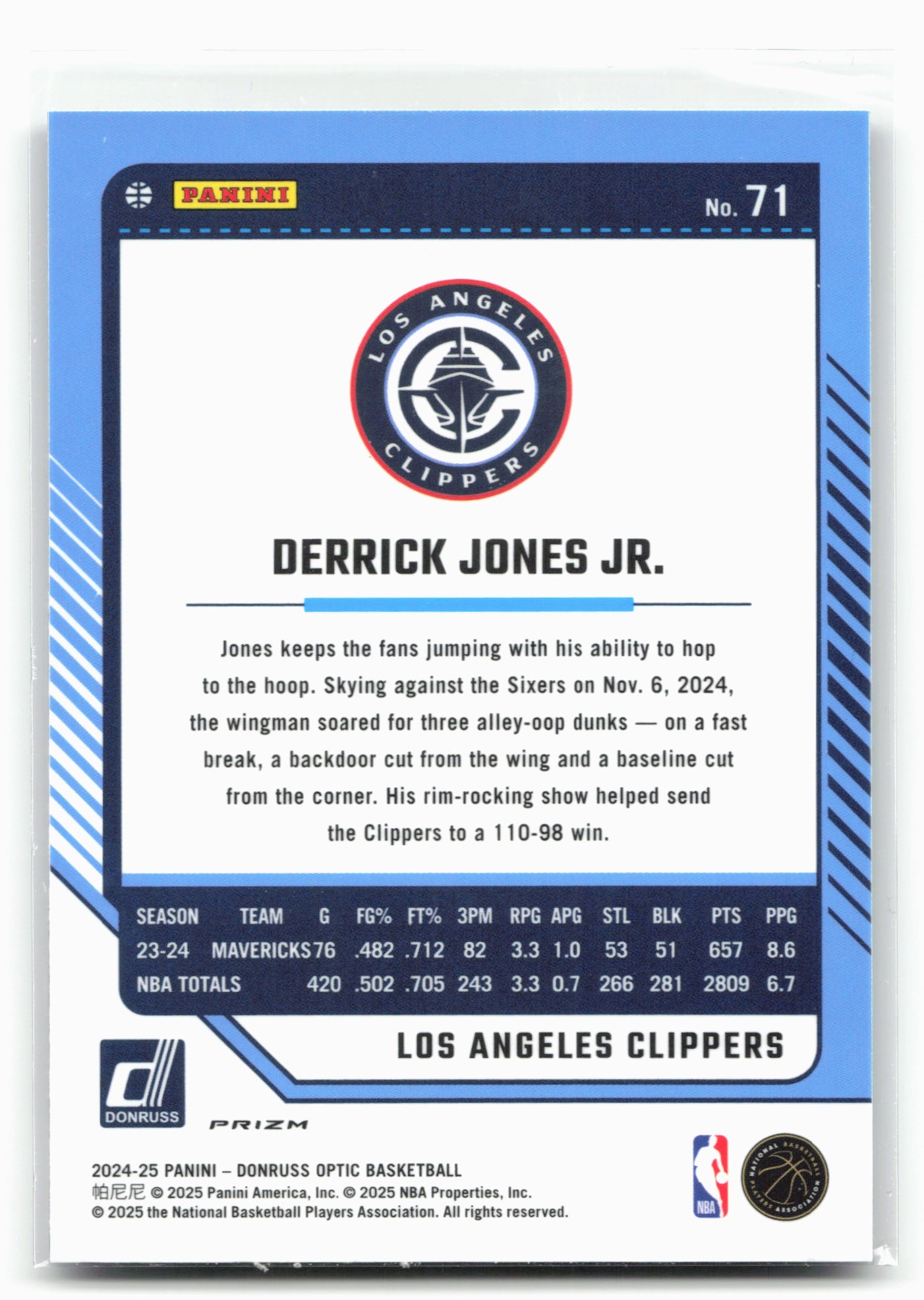 2024-25 Donruss Optic #71 Derrick Jones Jr. Purple