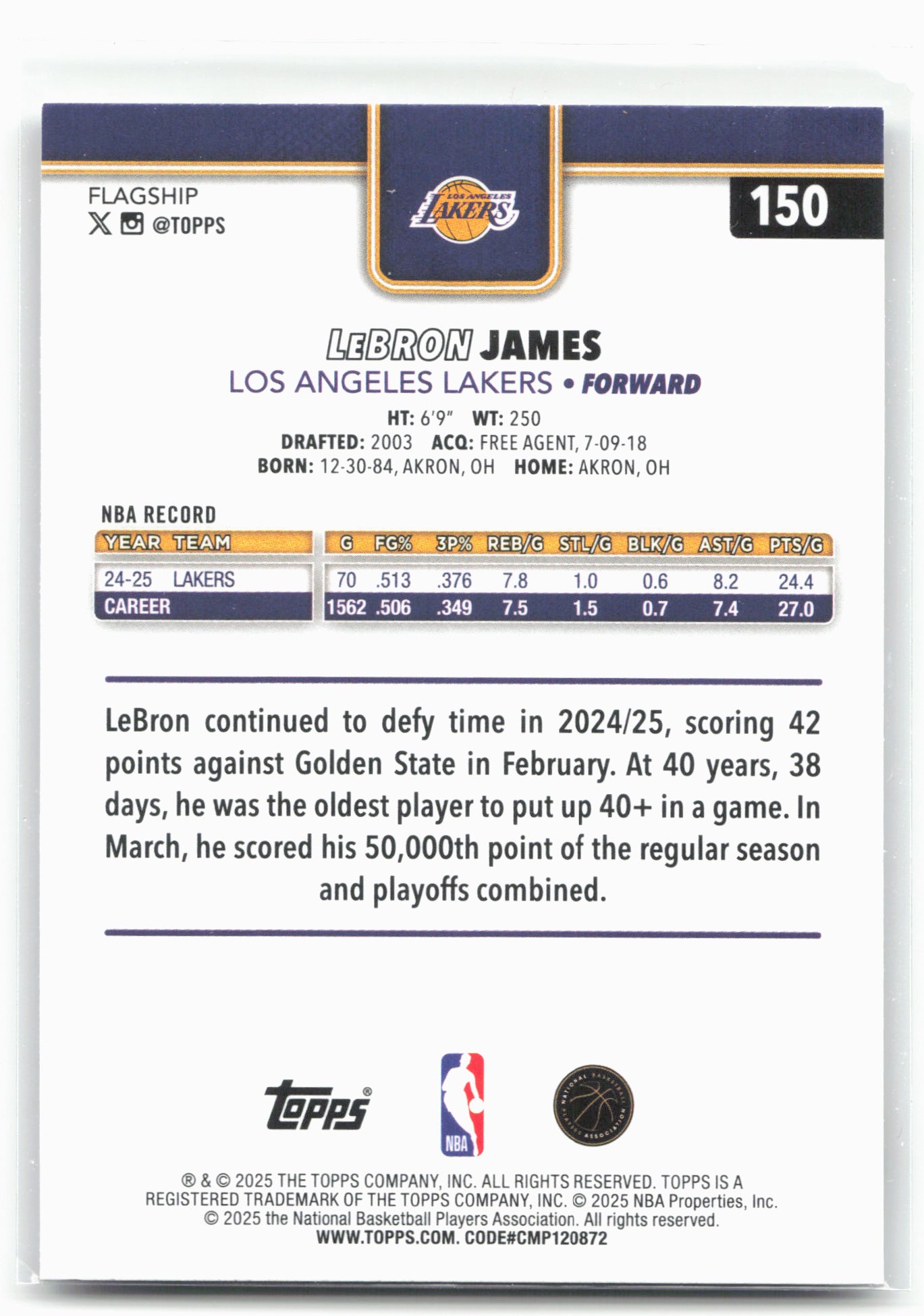 2025-26 Topps #150 LeBron James 26275