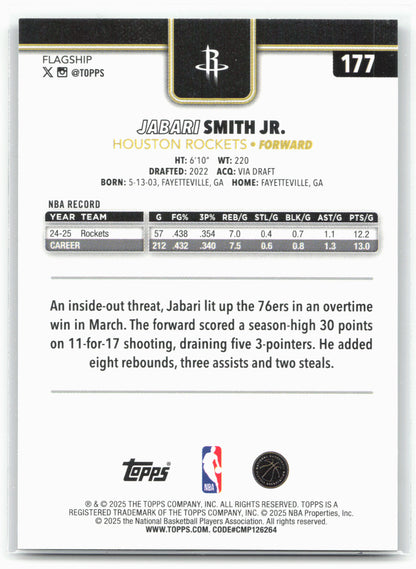 2025-26 Topps #177 Jabari Smith Jr. Blackout 26277