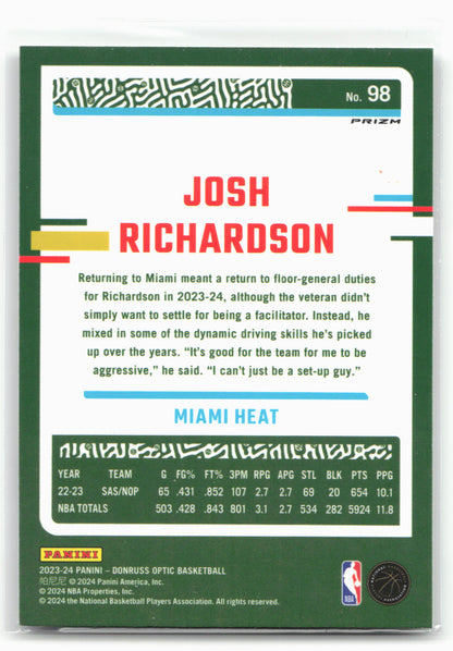 2023-24 Donruss Optic #98 Josh Richardson Fast Break Holo