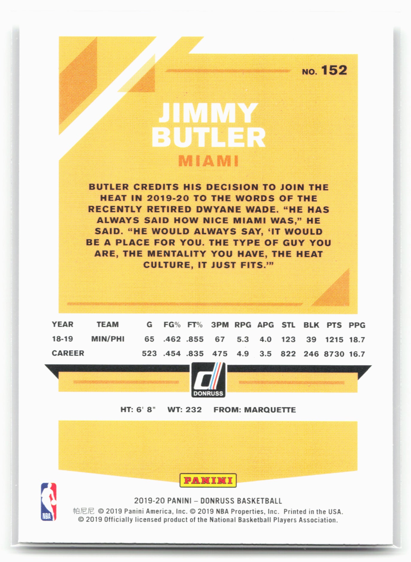 2019-20 Donruss #152 Jimmy Butler