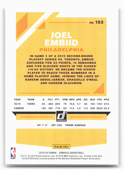 2019-20 Donruss #153 Joel Embiid
