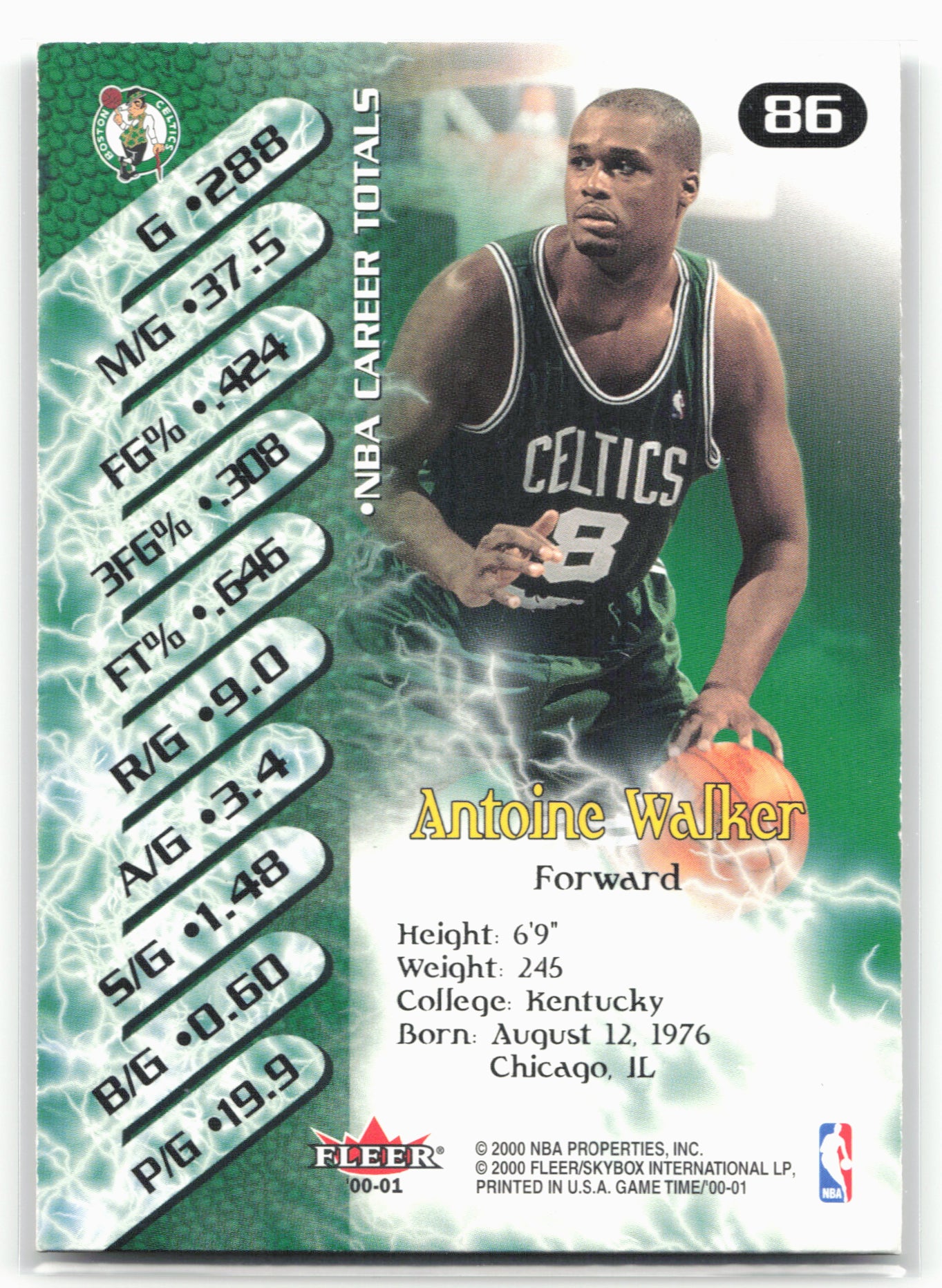 2000-01 Fleer Game Time #86 Antoine Walker