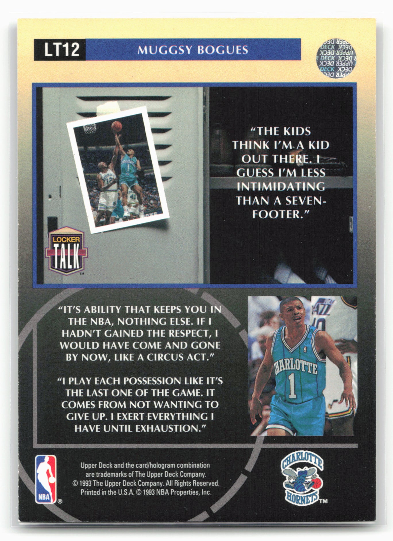 1993-94 Upper Deck #LT12 Muggsy Bogues Locker Talk
