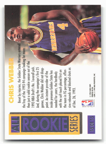 1993-94 Ultra #15 Chris Webber All-Rookies