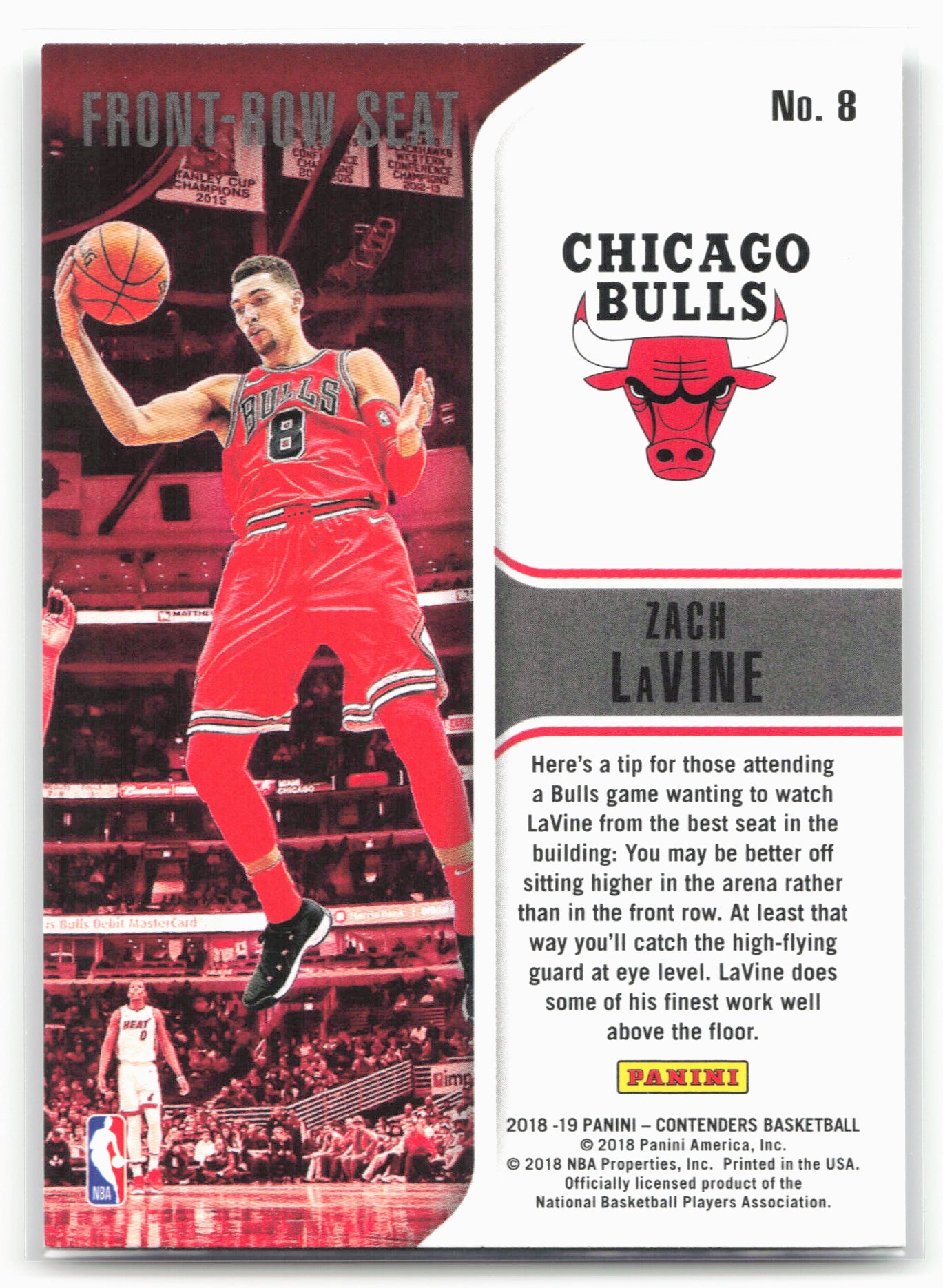 2018-19 Panini Contenders Optic #8 Zach LaVine Front Row Seat