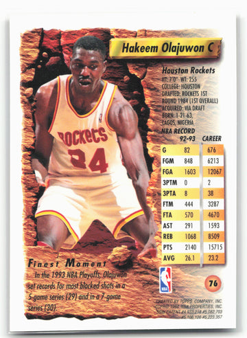 1993-94 Finest #76 Hakeem Olajuwon