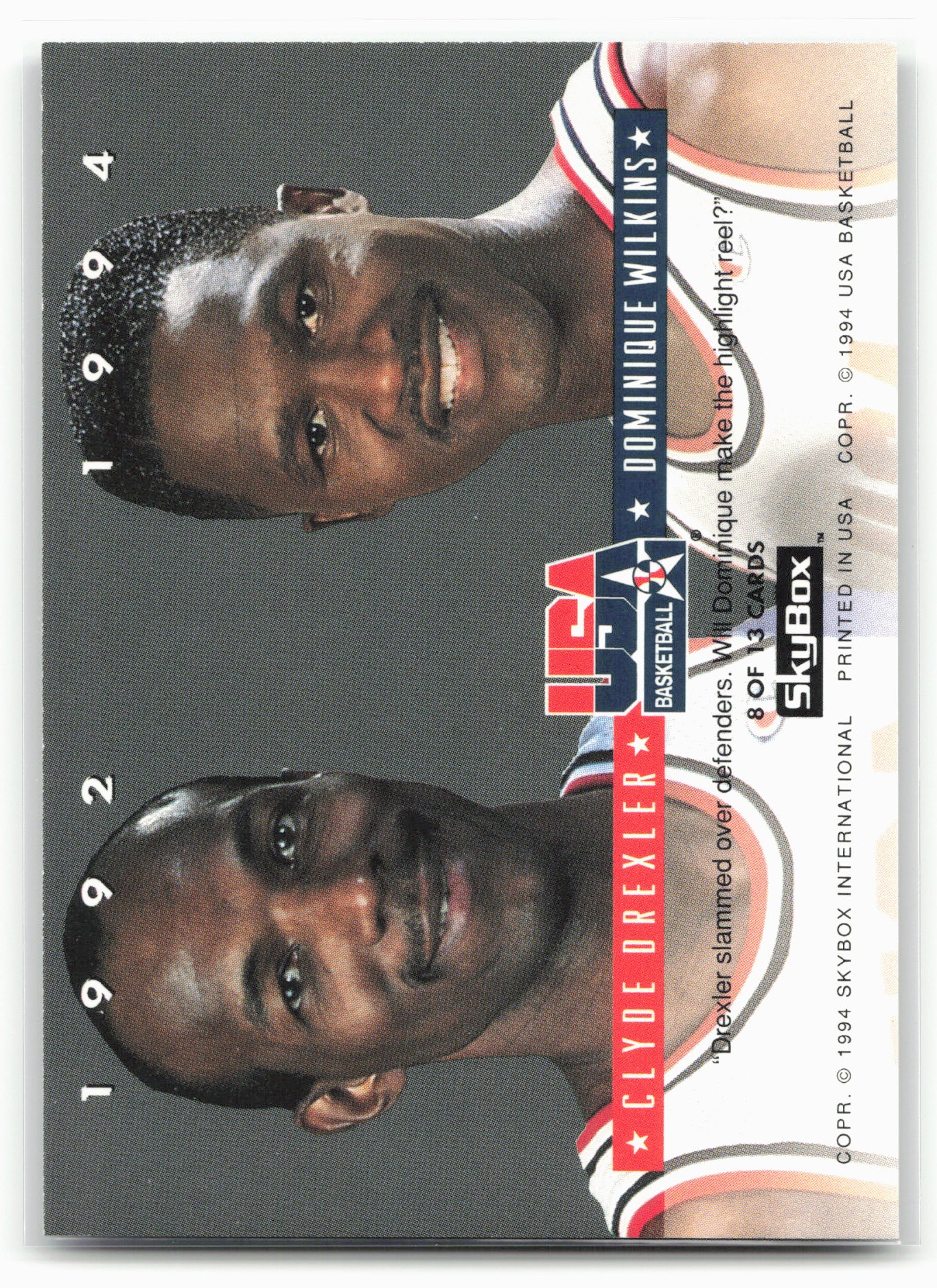 1993-94 SkyBox Premium #8 Dominique Wilkins / Clyde Drexler EXCH USA Tip-Off