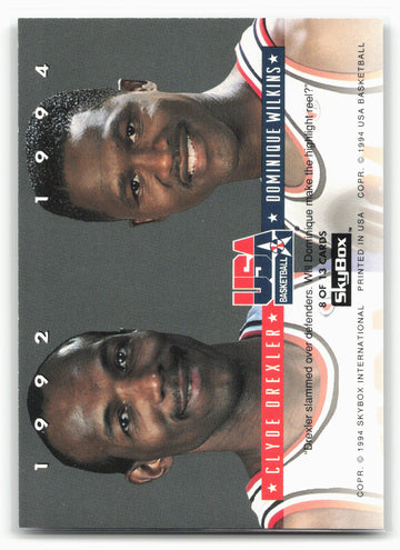 1993-94 SkyBox Premium #8 Dominique Wilkins / Clyde Drexler EXCH USA Tip-Off