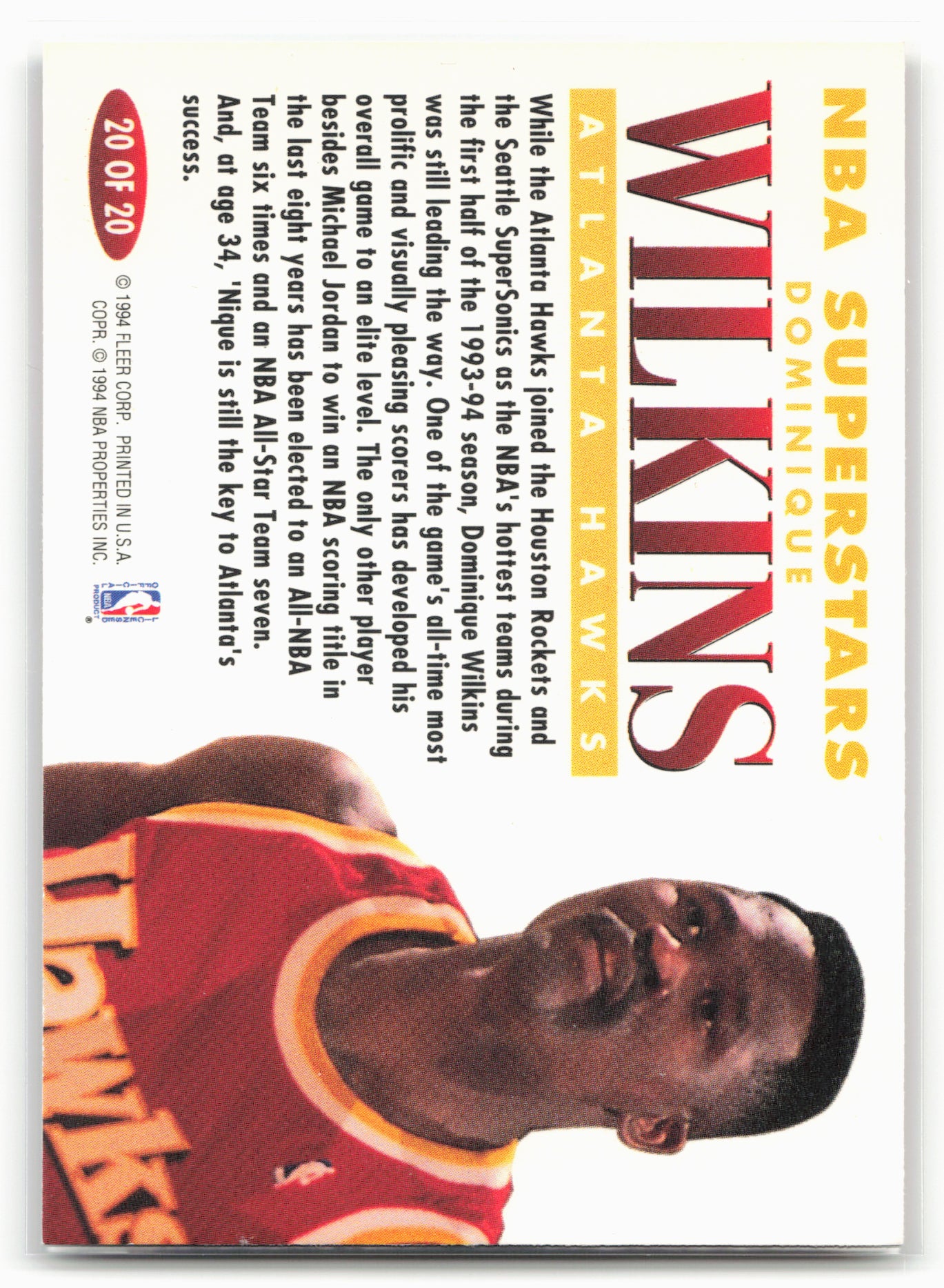 1993-94 Fleer #20 Dominique Wilkins NBA Superstars