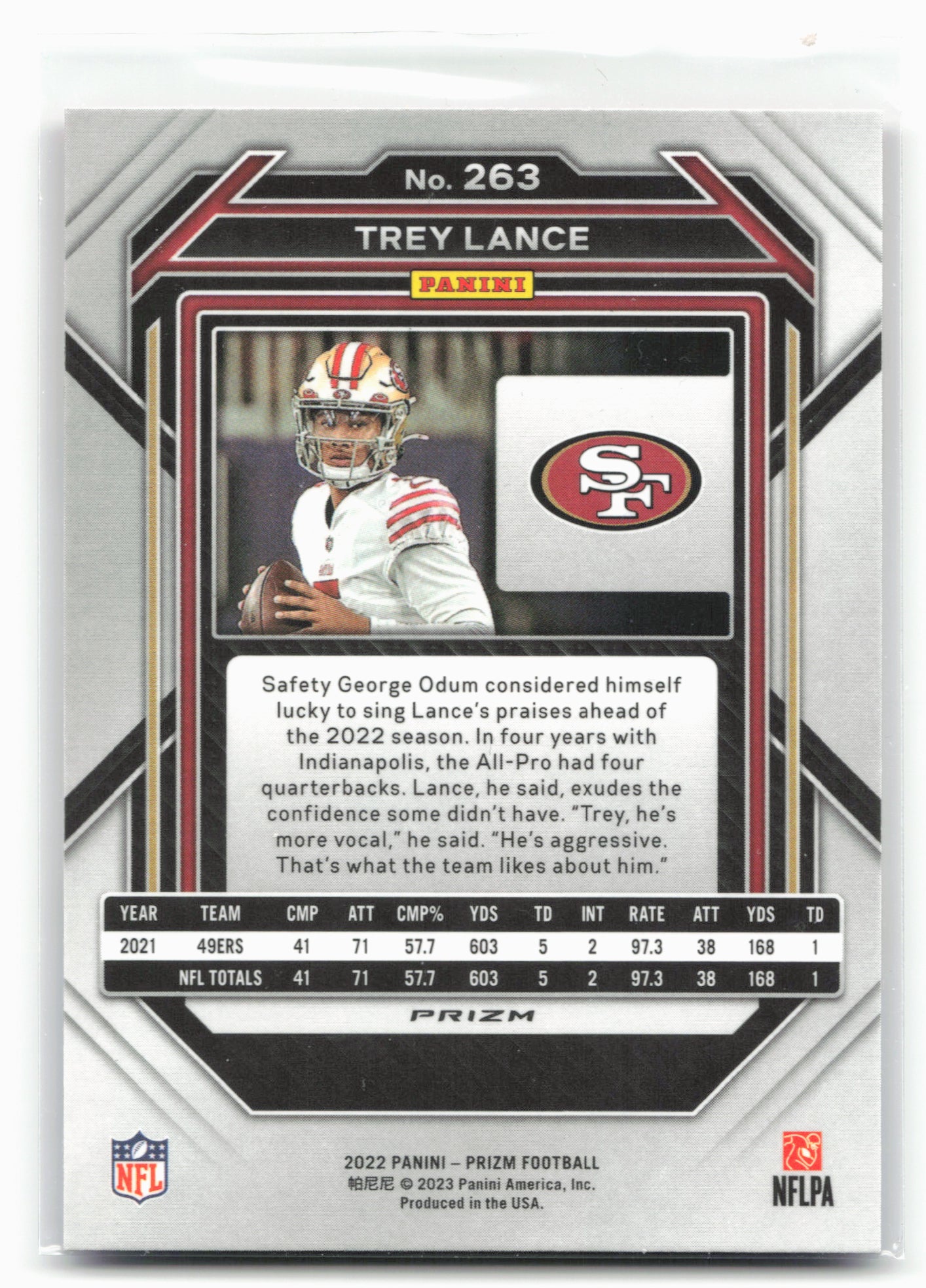 2022 Panini Prizm #263 Trey Lance Red White and Blue