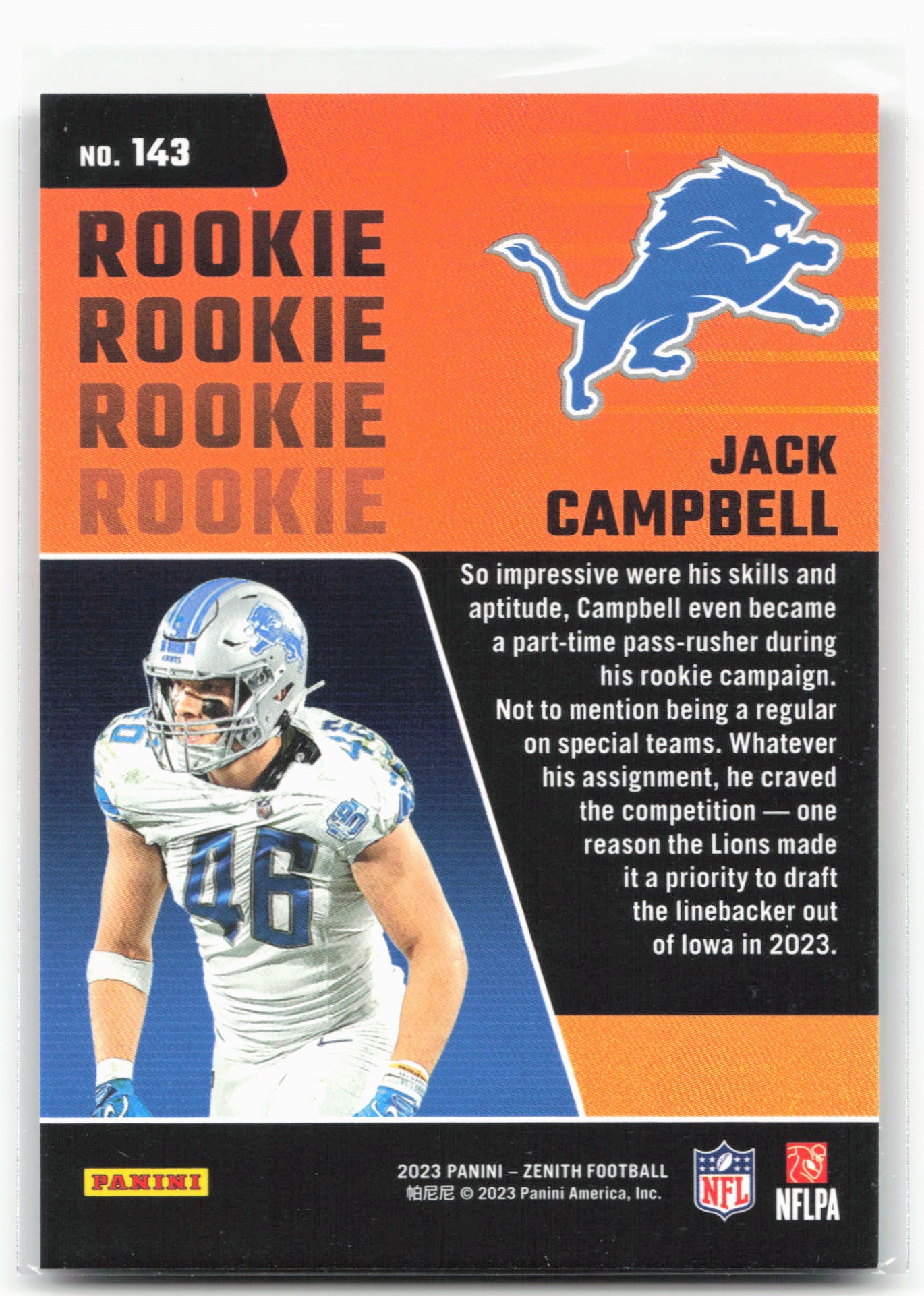 2023 Panini Zenith #143 Jack Campbell Red Zone