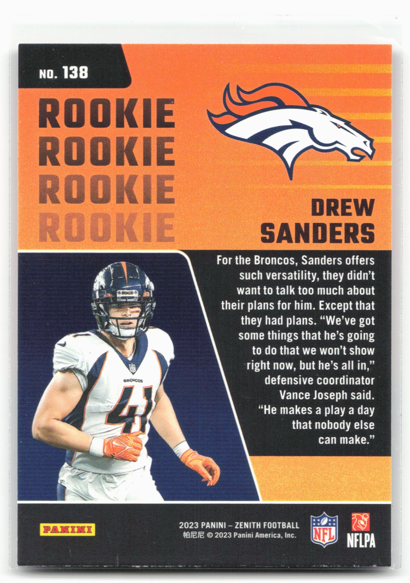 2023 Panini Zenith #138 Drew Sanders Red Zone