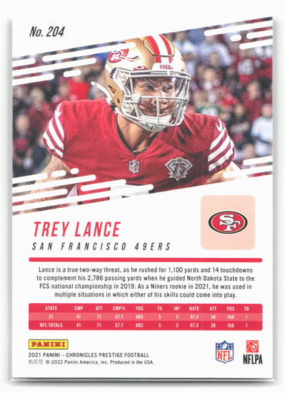 2021 Panini Chronicles #204 Trey Lance Prestige Rookies Update