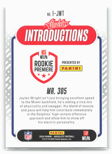 
2024 Panini Absolute #I-JWT Jaylen Wright Introductions
