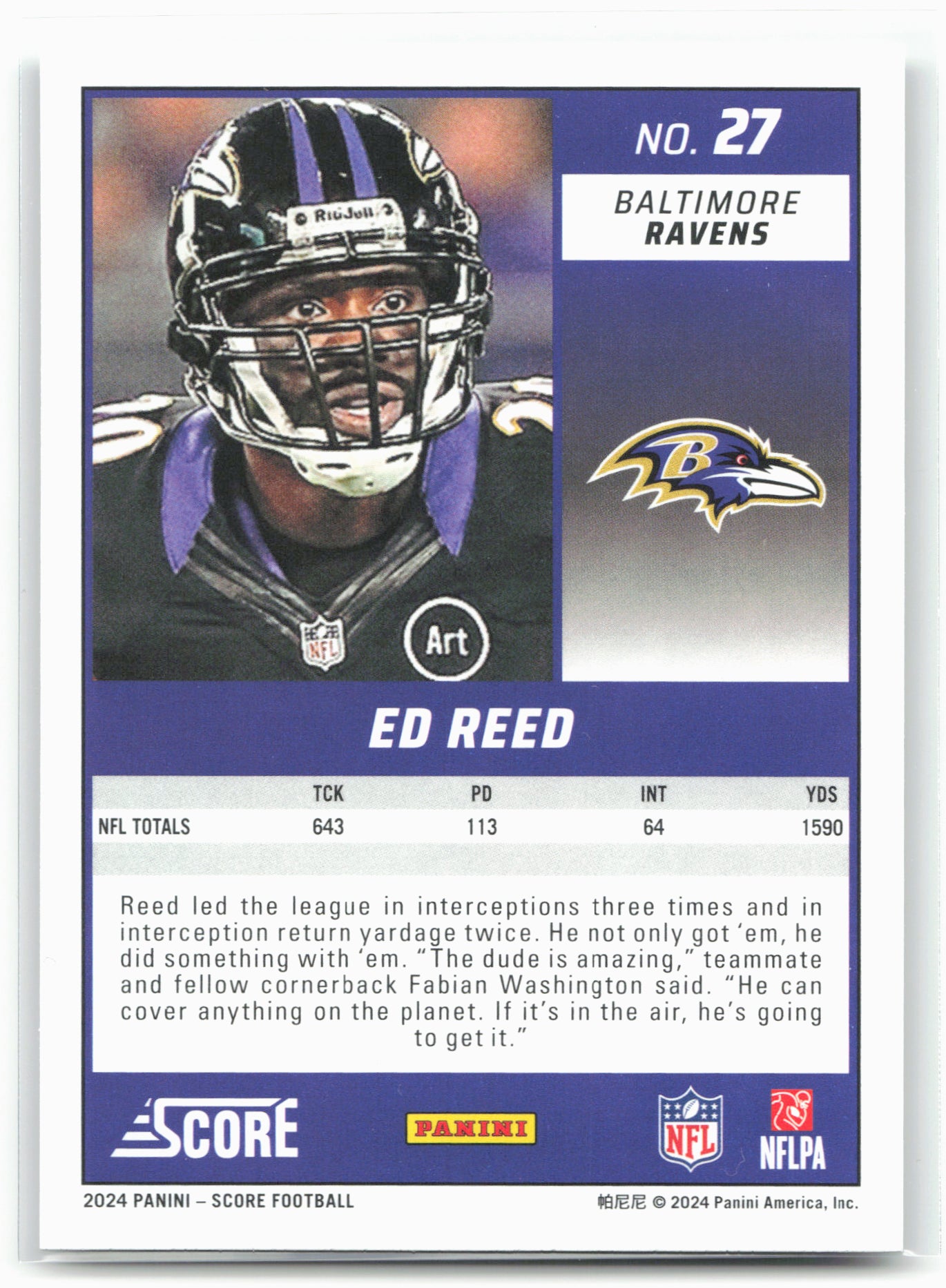 2024 Score #27 Ed Reed Scorecard